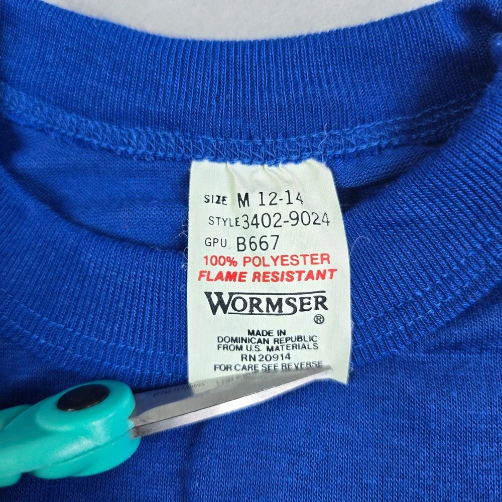 Vintage 1988 Wormser TMNT Pizzeria Pajama Shirt Kids M 12-14 Blue Teenage Mutant